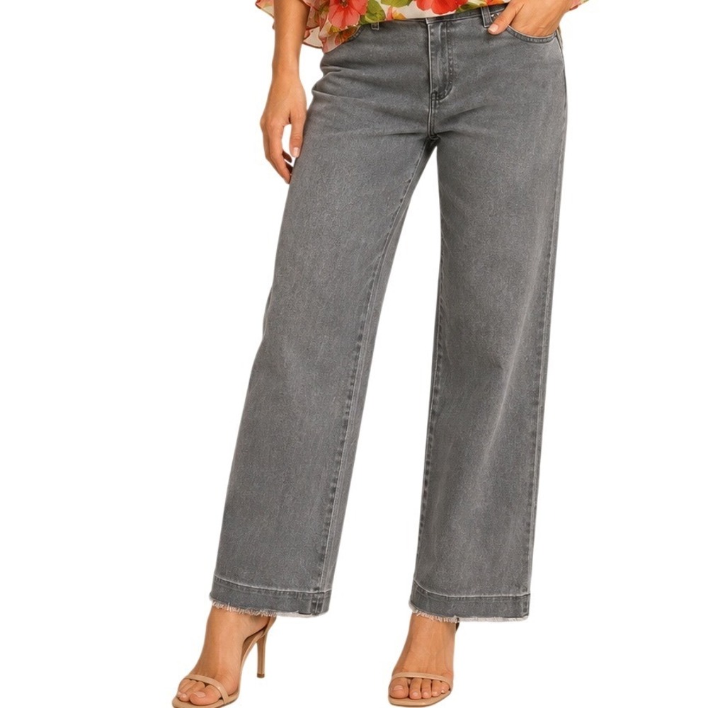 ATM Anthony Thomas Melillo Wide Leg Pants Women 10 Grey Excellent Raw Hem AW9323